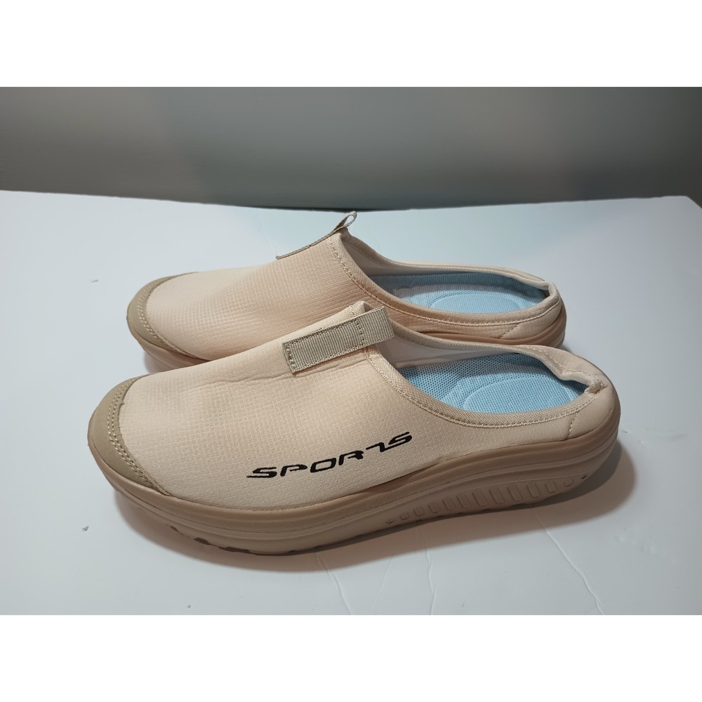 SPORTS Womens Slip On Mules Clog Shoes Beige Tan Size EU 39 US 8 Crossover...